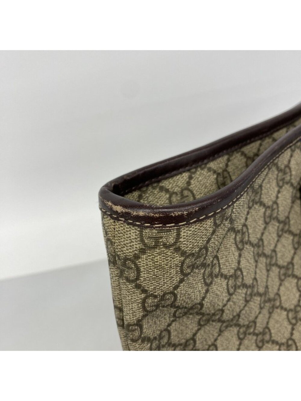 Gucci Tote GG Supreme Beige Brown Silver - Picture 7 of 10